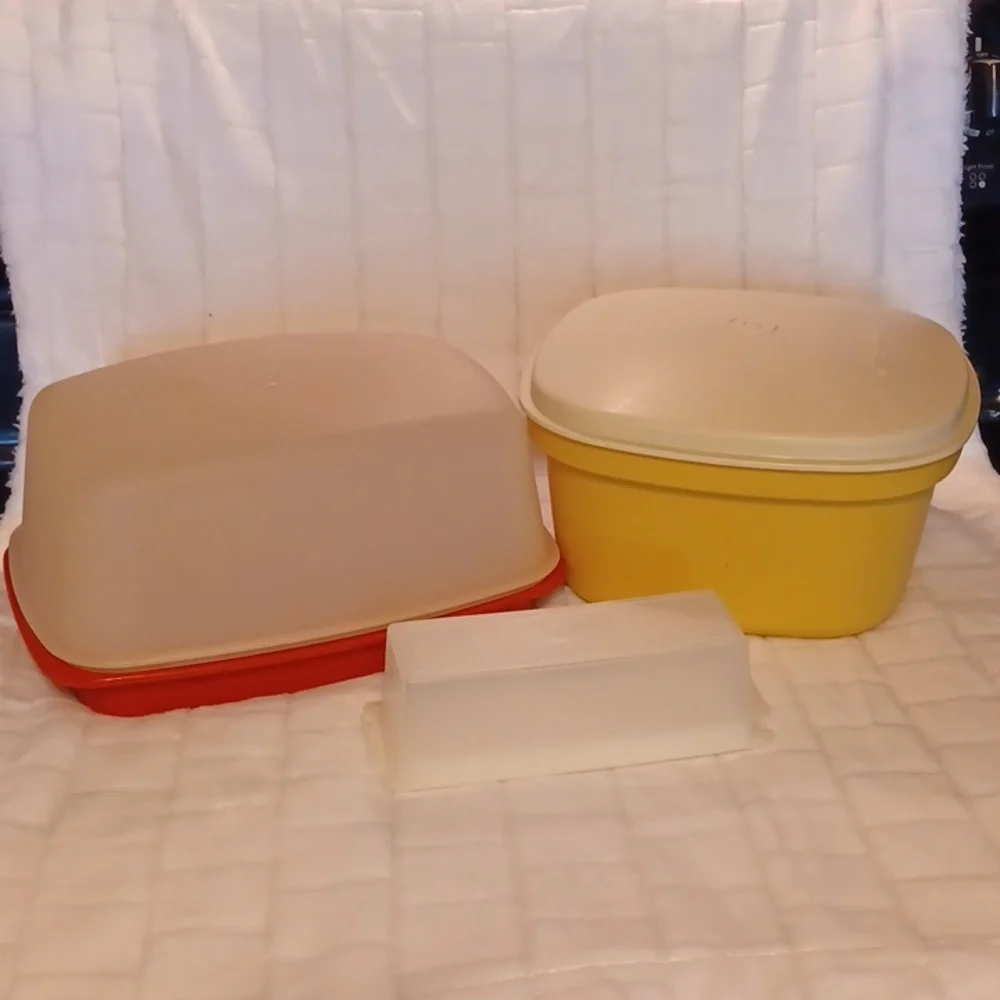 Tupperware butter keeper. Vegetables steamer and meat keeper